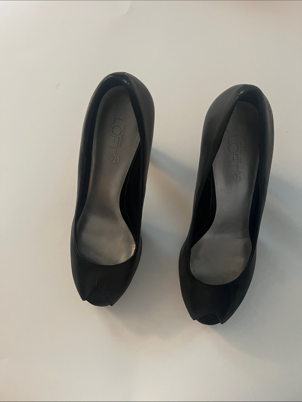 LOFT Black Peep-Toe Heels